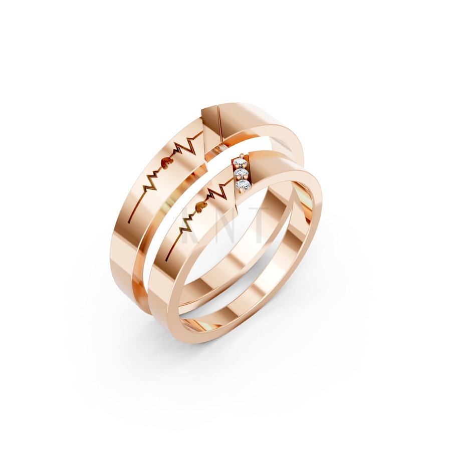 NHẪN CƯỚI A186 màu vàng hồng Rose Gold họa tiết ấn tượng, cá tính