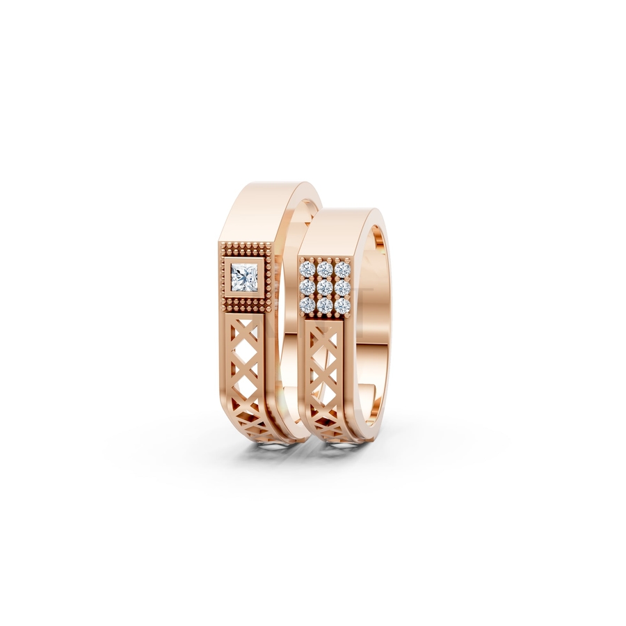 NHẪN CƯỚI A189 màu vàng hồng Rose Gold phong cách trẻ trung, nổi bật