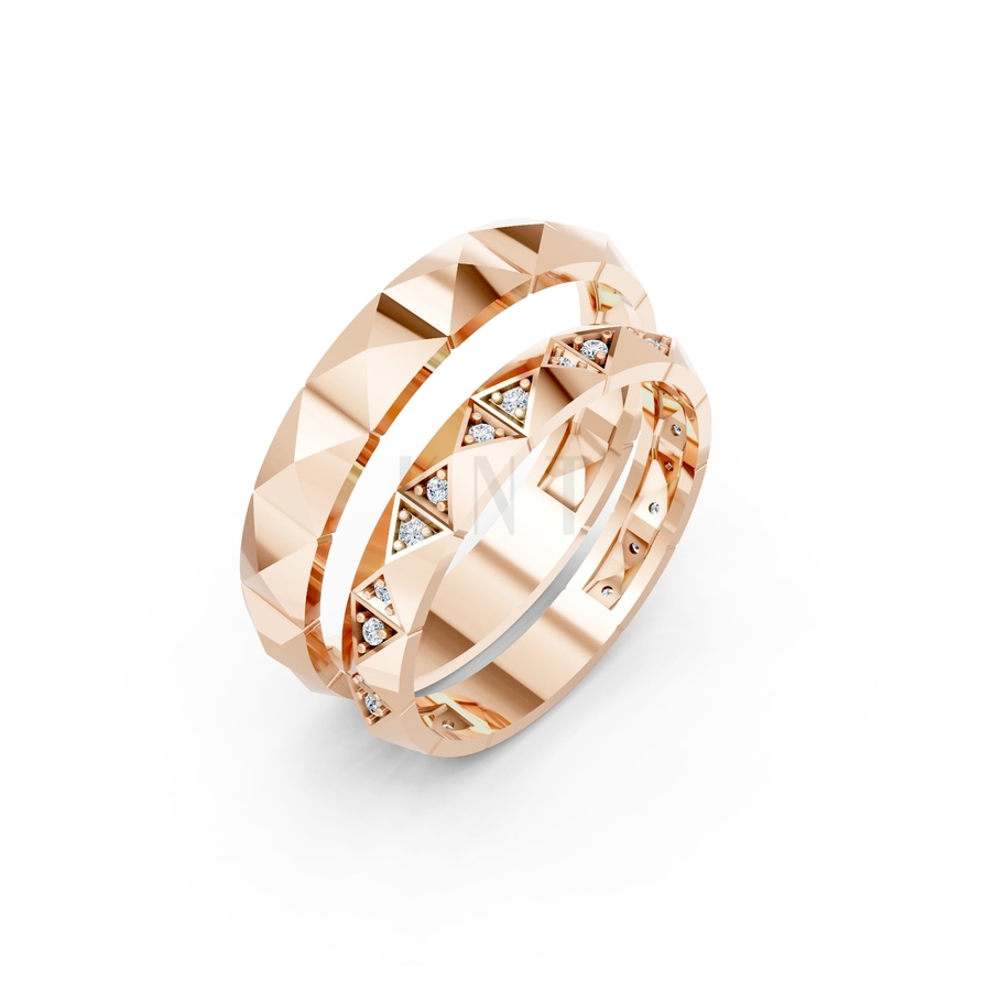 Nhẫn cưới A192 màu vàng hồng Rose Gold họa tiết ấn tượng, cá tính