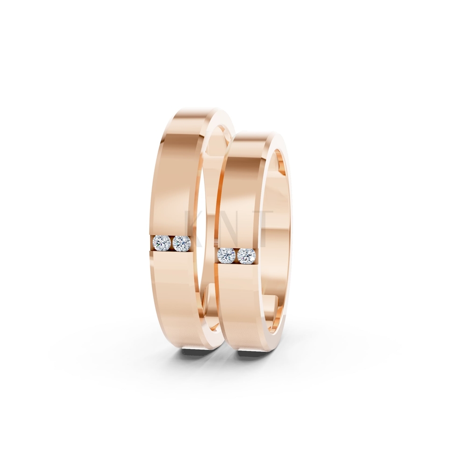 Nhẫn cưới A194 màu vàng hồng Rose Gold vàng đẹp, họa tiết hình học, độc đáo
