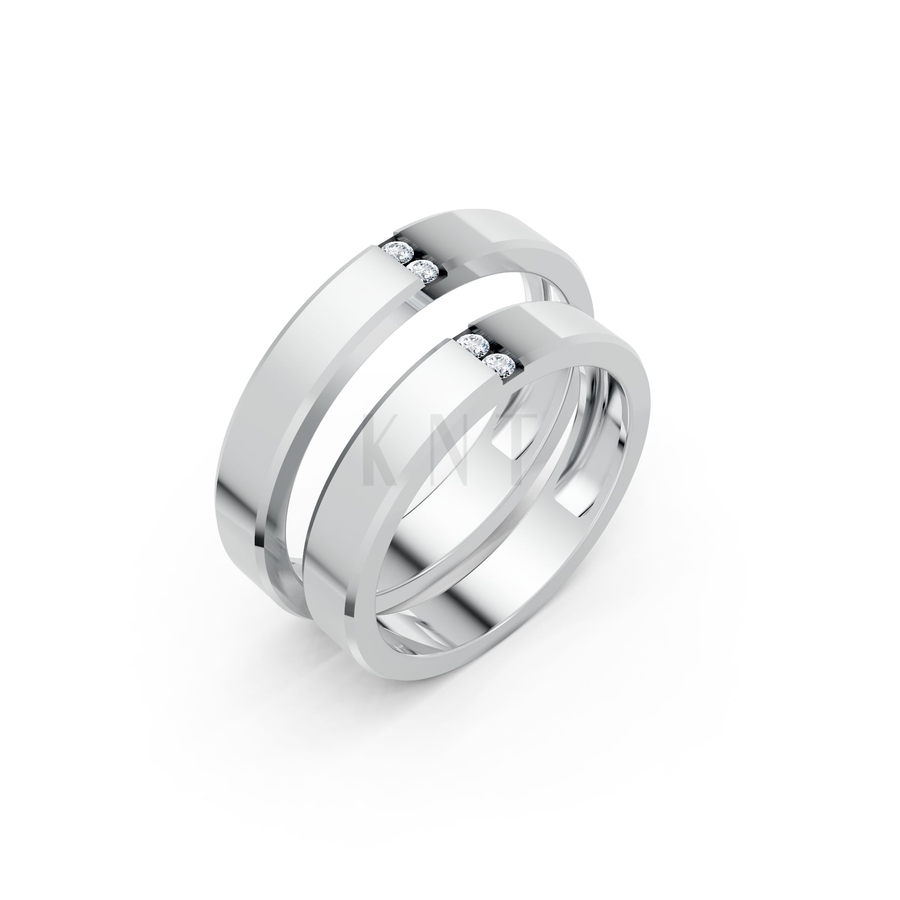 Nhẫn cưới A194 màu vàng trắng White Gold kiểu dáng hiện đại, nổi bật