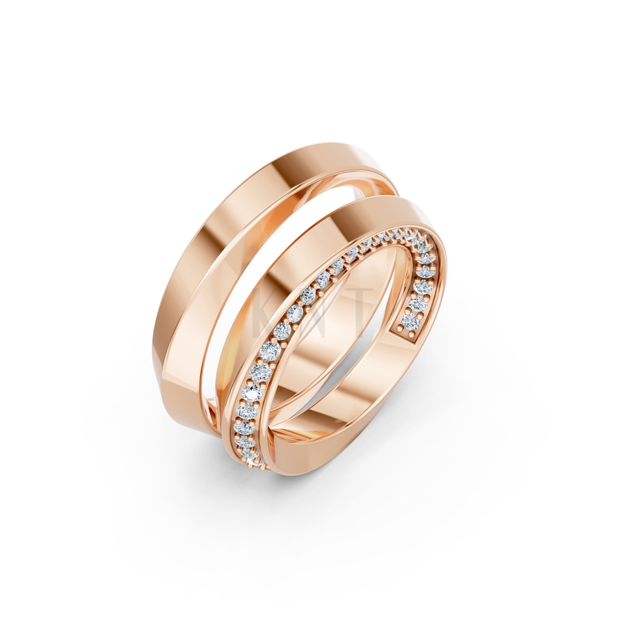 Nhẫn cưới A196 màu vàng hồng Rose Gold họa tiết ấn tượng, cá tính