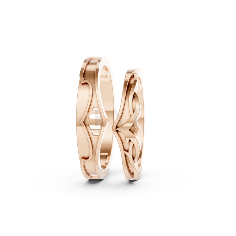 Nhẫn cưới A198 màu vàng hồng Rose Gold phong cách trẻ trung, nổi bật