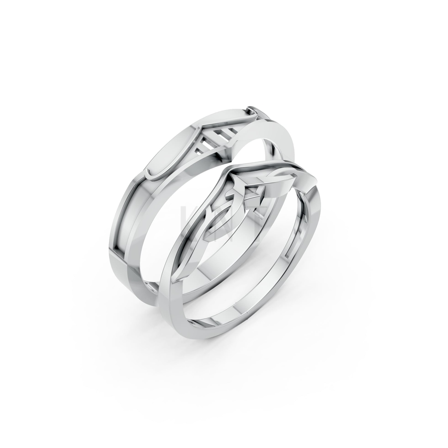 Nhẫn cưới A198 màu vàng trắng White Gold kiểu dáng hiện đại, nổi bật