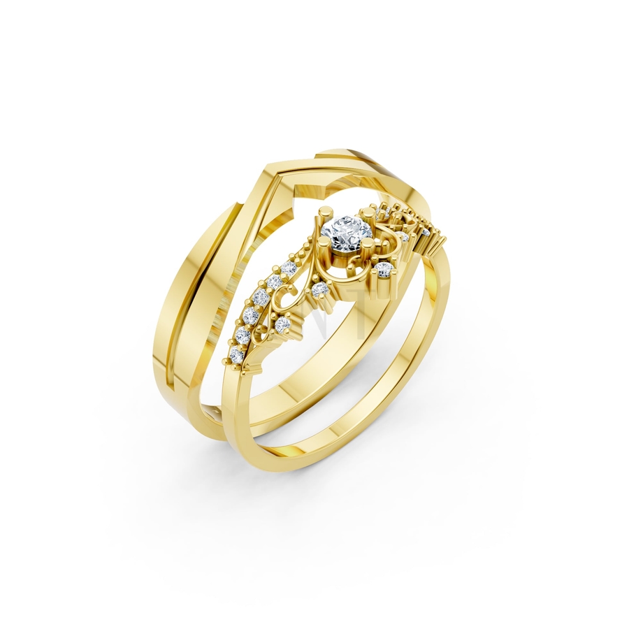 Nhẫn cưới A199 màu Vàng Gold thiết kế tinh tế, sang trọng