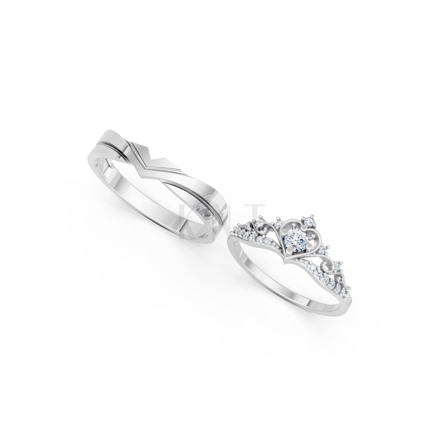 Nhẫn cưới A199 màu vàng trắng White Gold vàng sáng, đường nét sắc sảo, tinh tế