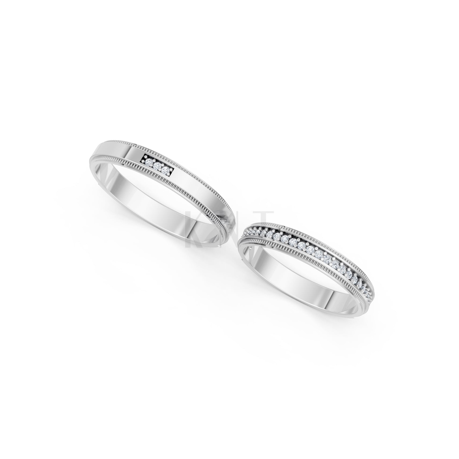 Nhẫn cưới A201 màu vàng trắng White Gold vàng sáng, đường nét sắc sảo, tinh tế