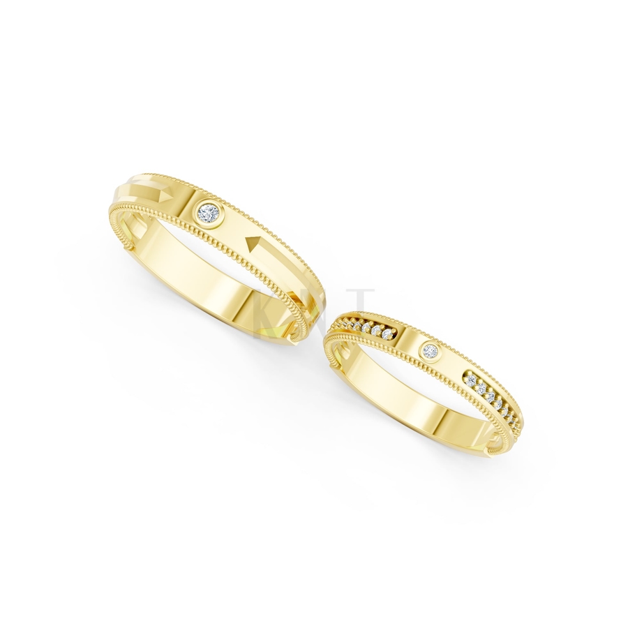 Nhẫn cưới A202 màu Vàng Gold thiết kế tinh xảo, độc đáo