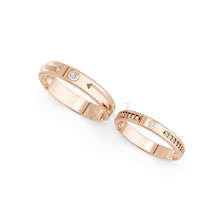 Nhẫn cưới A202 màu vàng hồng Rose Gold phong cách trẻ trung, nổi bật