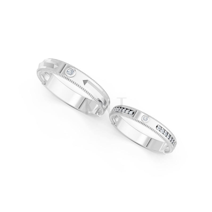 Nhẫn cưới A202 màu vàng trắng White Gold vàng sáng bóng, thiết kế trẻ trung