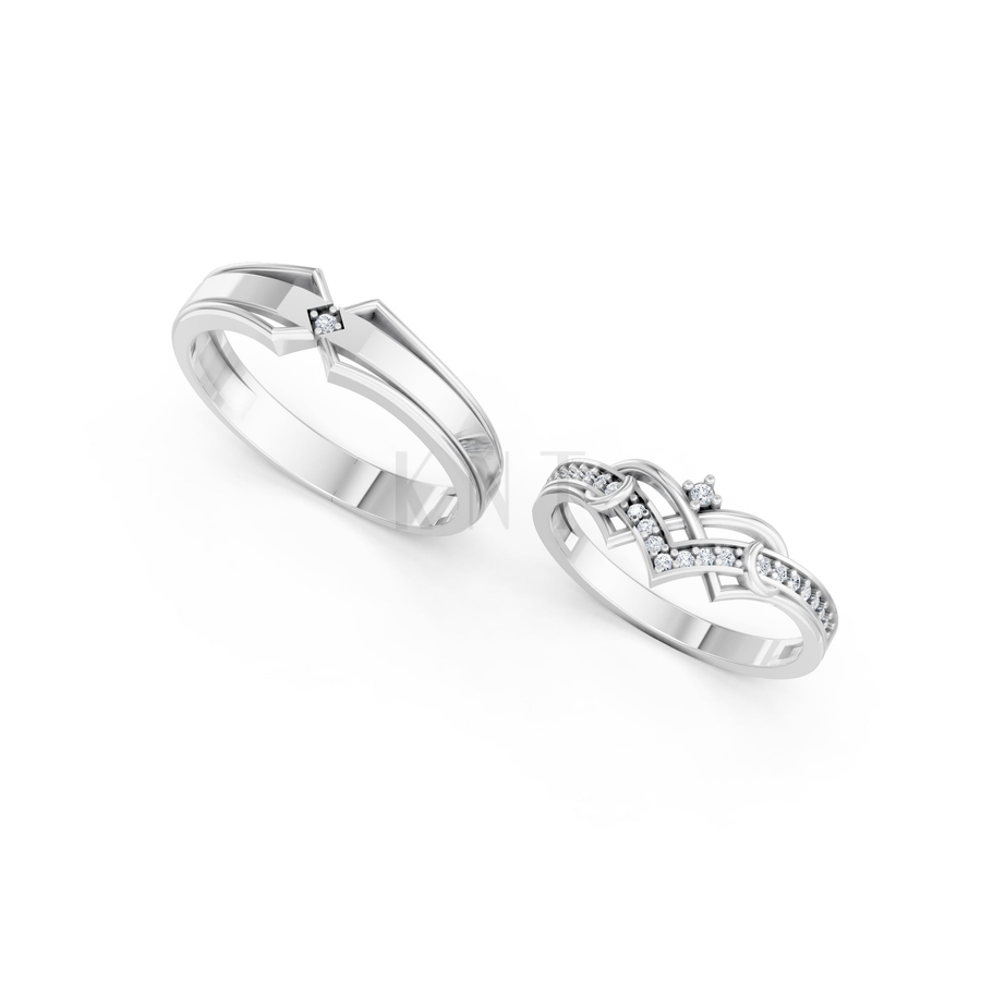 Nhẫn cưới A204 màu vàng trắng White Gold kiểu dáng cá tính, hiện đại