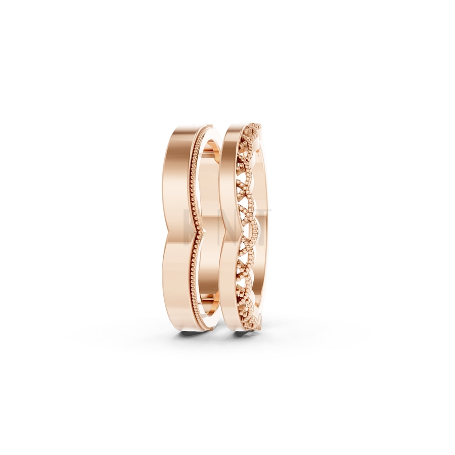 Nhẫn cưới A206 màu vàng hồng Rose Gold phong cách trẻ trung, nổi bật