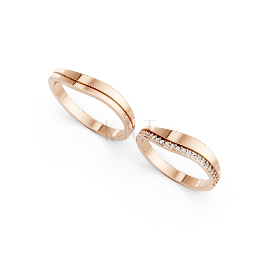 Nhẫn cưới A207 màu vàng hồng Rose Gold thiết kế đối xứng, phong cách, ấn tượng