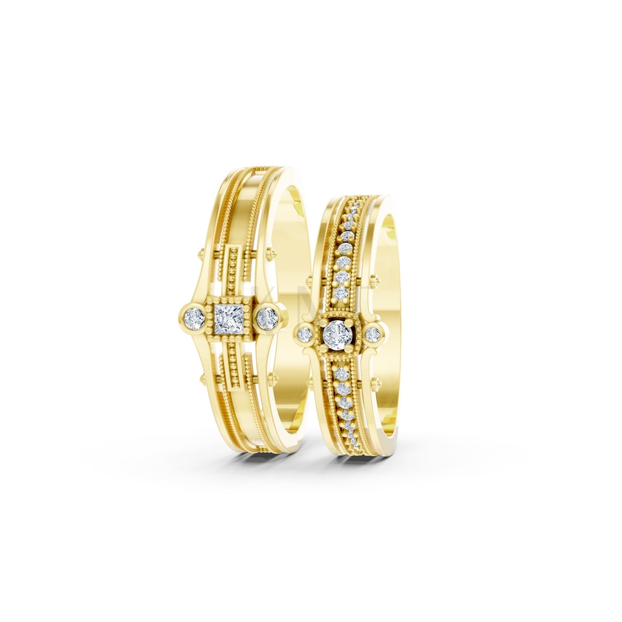 Nhẫn cưới A208 màu Vàng Gold vàng 10K/14K/18K/607 cao cấp, thanh lịch