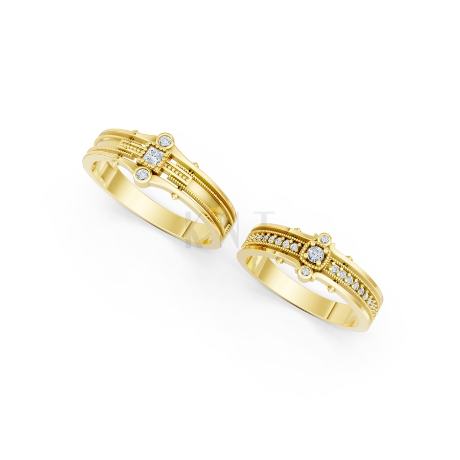 Nhẫn cưới A208 màu Vàng Gold thiết kế tinh xảo, độc đáo