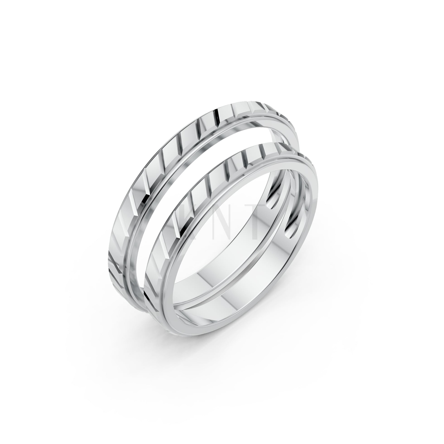 Nhẫn cưới A209 màu vàng trắng White Gold kiểu dáng hiện đại, nổi bật