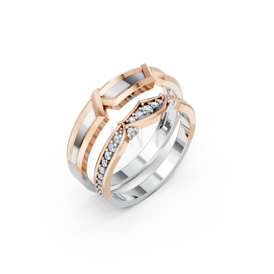 Nhẫn cưới A210 phối màu Dual Color họa tiết ấn tượng, cá tính