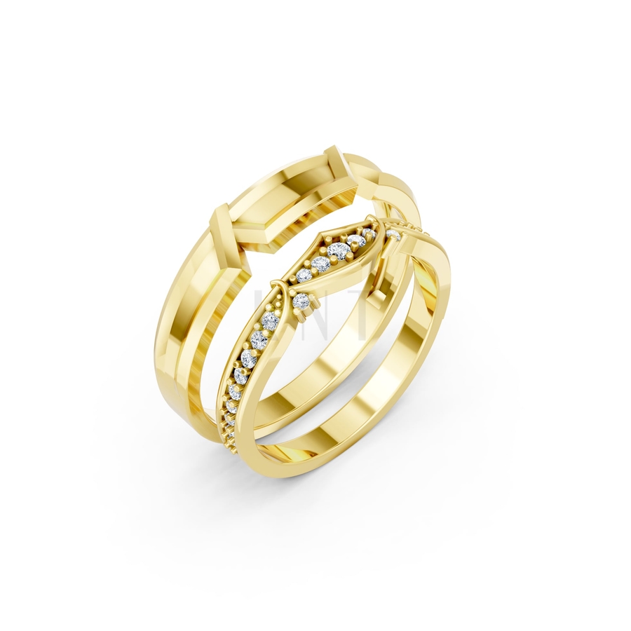 Nhẫn cưới A210 màu Vàng Gold thiết kế tinh tế, sang trọng