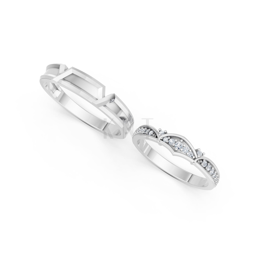 Nhẫn cưới A210 màu vàng trắng White Gold vàng sáng bóng, thiết kế trẻ trung