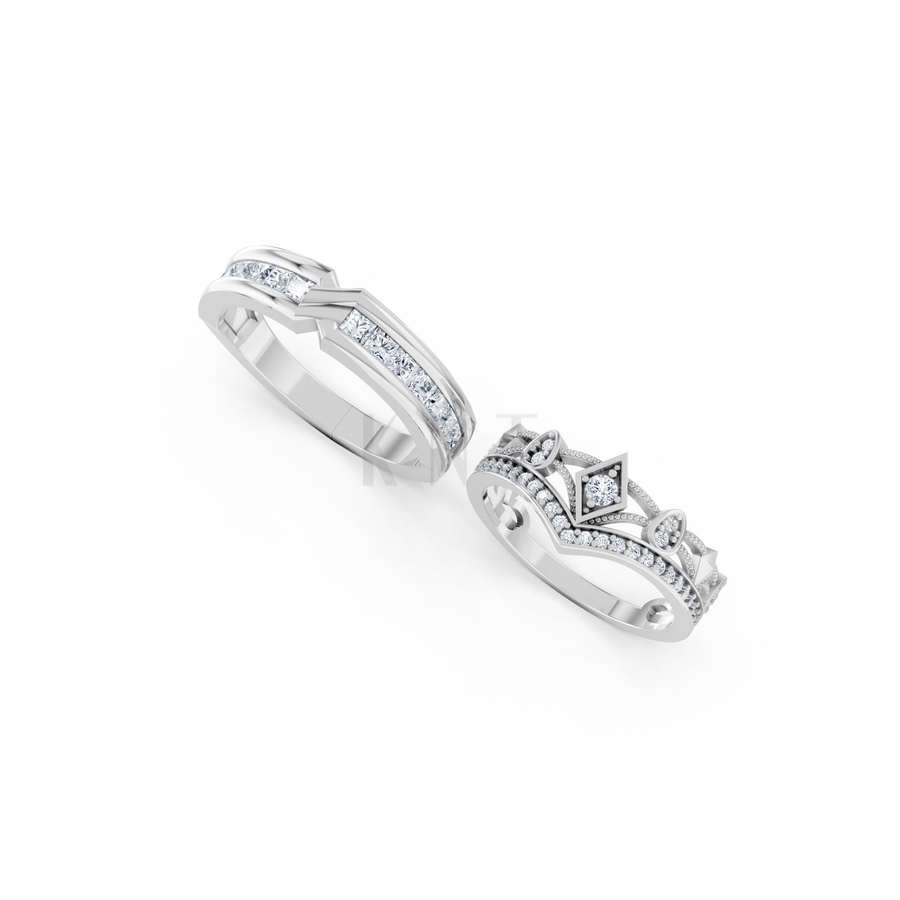 Nhẫn cưới A213 màu vàng trắng White Gold kiểu dáng cá tính, hiện đại