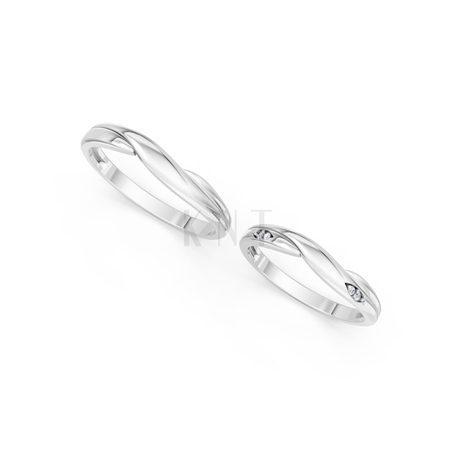 Nhẫn cưới A219 màu vàng trắng White Gold vàng sáng, đường nét sắc sảo, tinh tế