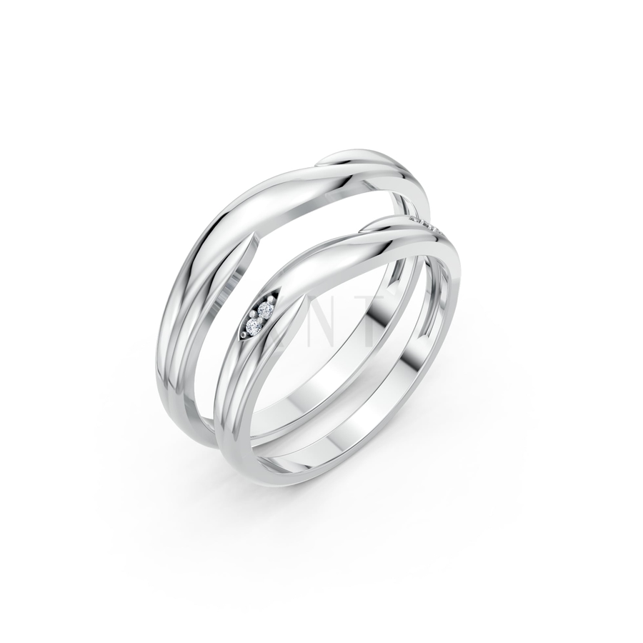 Nhẫn cưới A219 màu vàng trắng White Gold kiểu dáng hiện đại, nổi bật