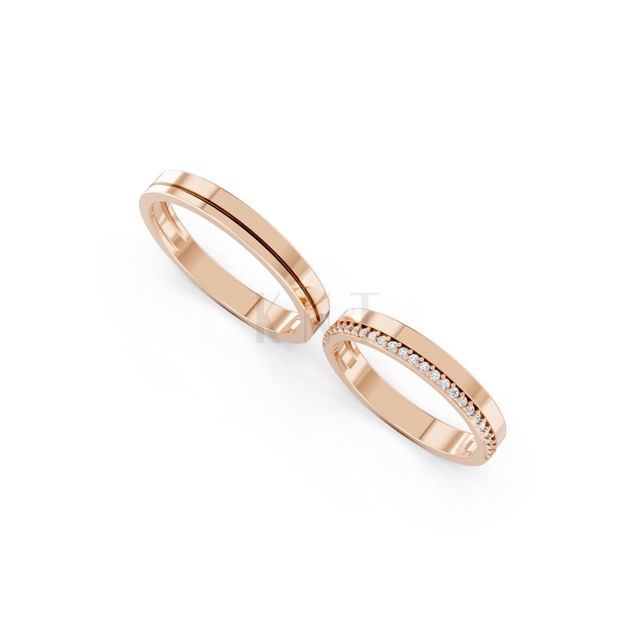 Nhẫn cưới A220 màu vàng hồng Rose Gold phong cách trẻ trung, nổi bật