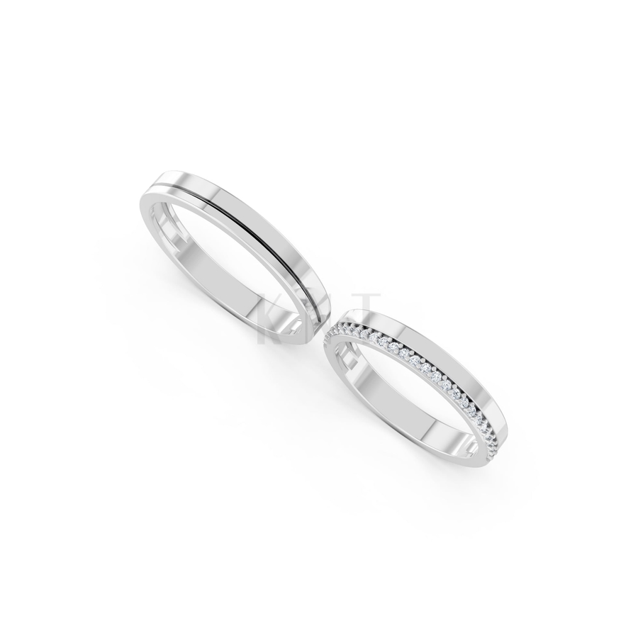 Nhẫn cưới A220 màu vàng trắng White Gold kiểu dáng cá tính, hiện đại