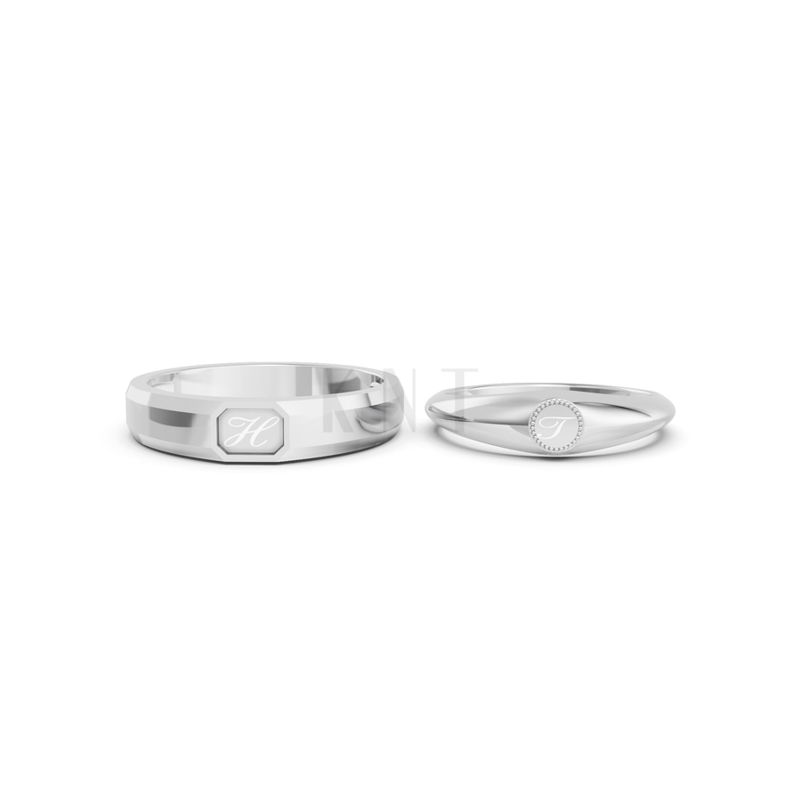 Nhẫn cưới A221 màu vàng trắng White Gold vàng sáng bóng, thiết kế trẻ trung