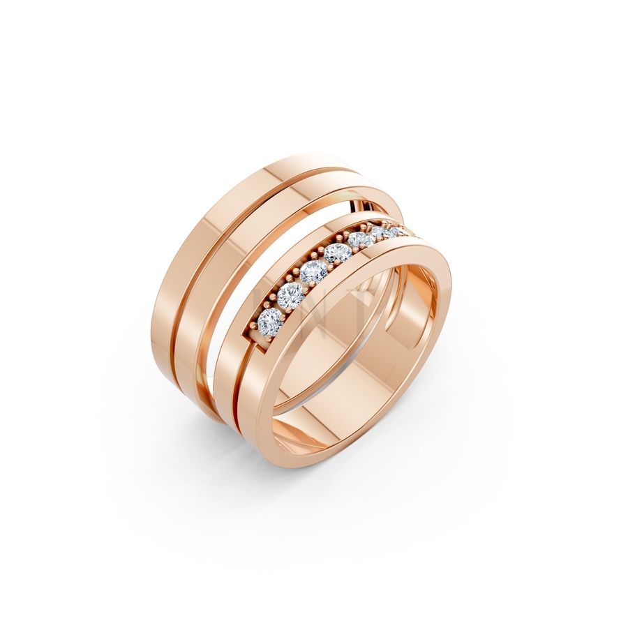 Nhẫn cưới A222 màu vàng hồng Rose Gold họa tiết ấn tượng, cá tính