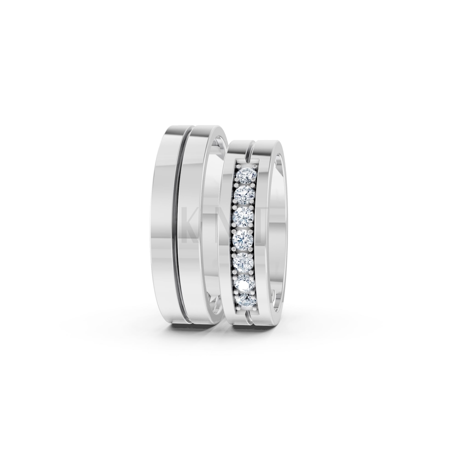 Nhẫn cưới A222 màu vàng trắng White Gold vàng sáng bóng, thiết kế trẻ trung