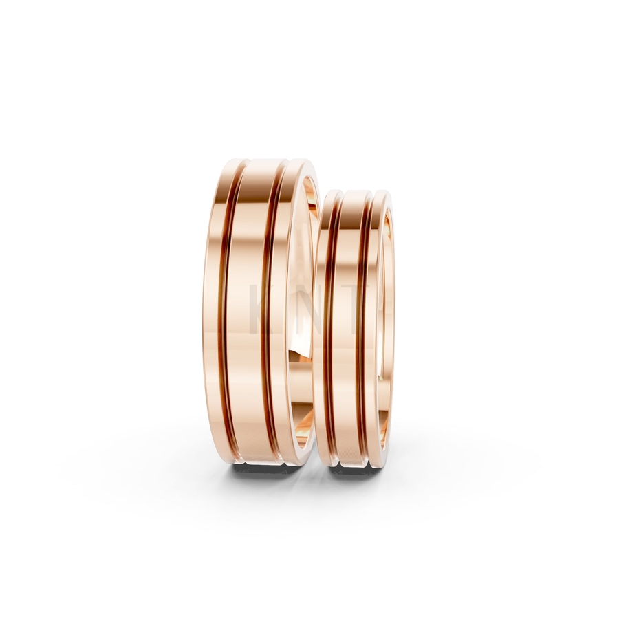 Nhẫn cưới A223 màu vàng hồng Rose Gold thiết kế đối xứng, phong cách, ấn tượng