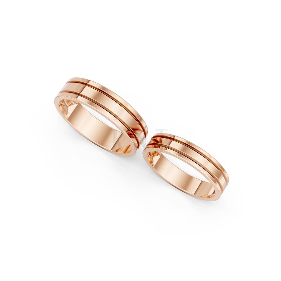 Nhẫn cưới A223 màu vàng hồng Rose Gold vàng đẹp, họa tiết hình học, độc đáo