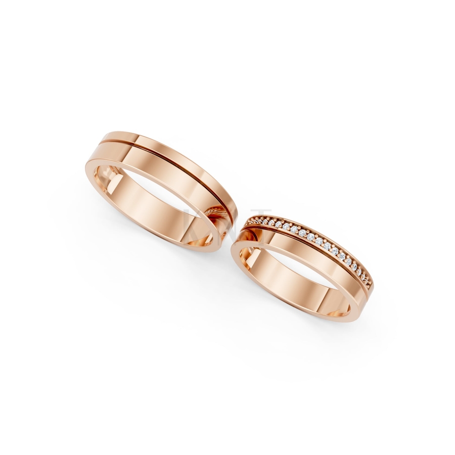 Nhẫn cưới A224 màu vàng hồng Rose Gold phong cách trẻ trung, nổi bật