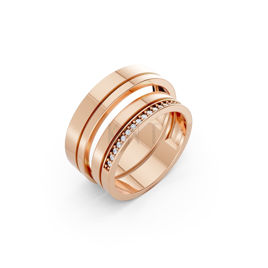 Nhẫn cưới A224 màu vàng hồng Rose Gold họa tiết ấn tượng, cá tính
