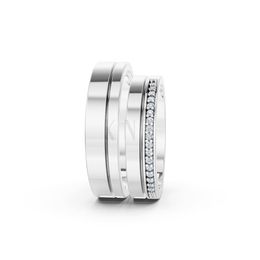 Nhẫn cưới A224 màu vàng trắng White Gold kiểu dáng cá tính, hiện đại