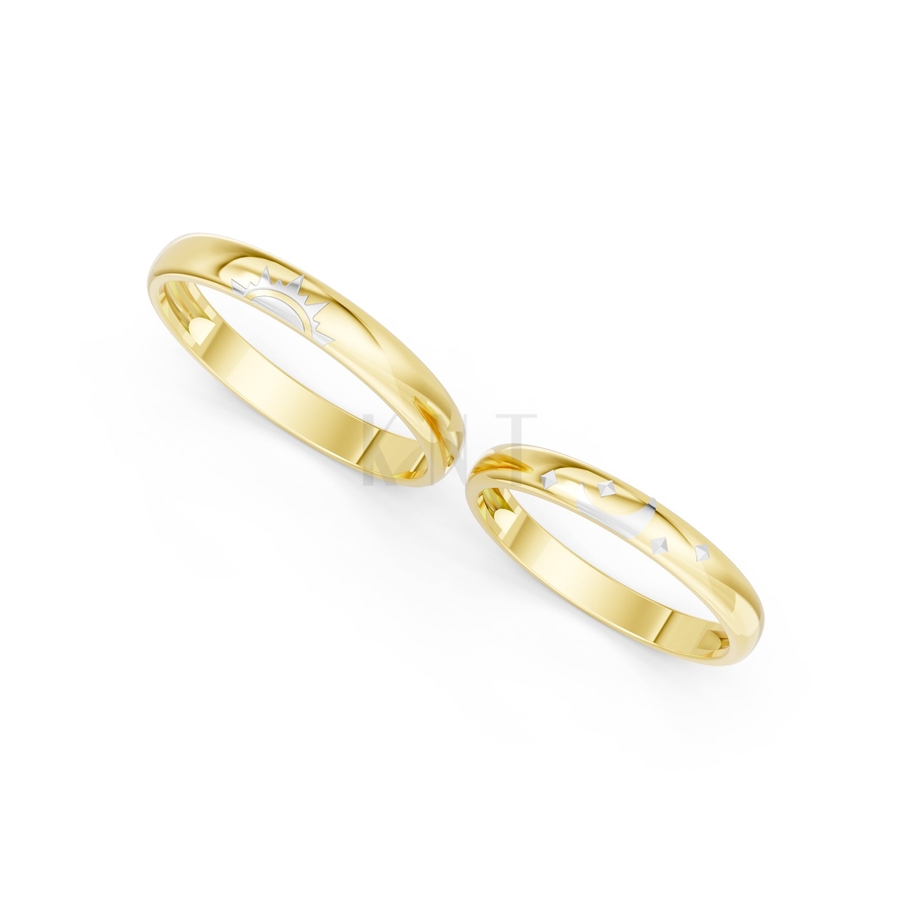 NHẪN CƯỚI A226 phối màu Dual Color vàng đẹp, họa tiết hình học, độc đáo