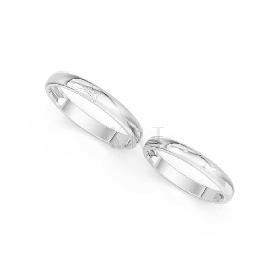 NHẪN CƯỚI A226 màu vàng trắng White Gold vàng sáng bóng, thiết kế trẻ trung