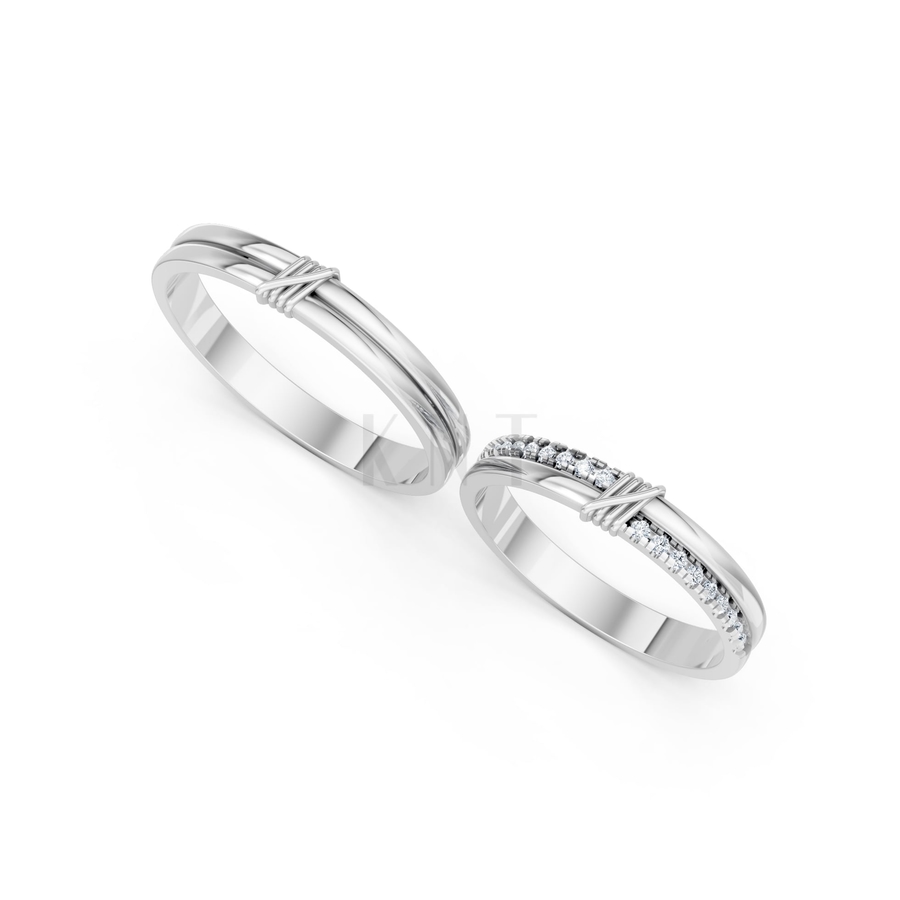 Nhẫn cưới A234 màu vàng trắng White Gold kiểu dáng cá tính, hiện đại