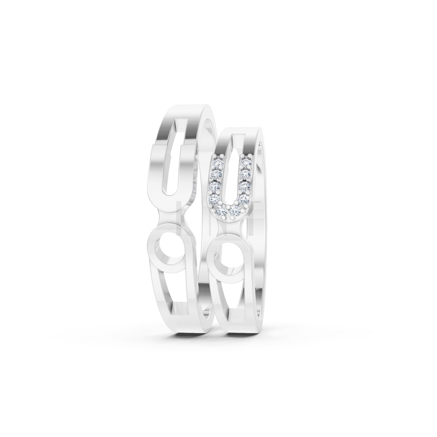 Nhẫn cưới A238 màu vàng trắng White Gold vàng sáng bóng, thiết kế trẻ trung