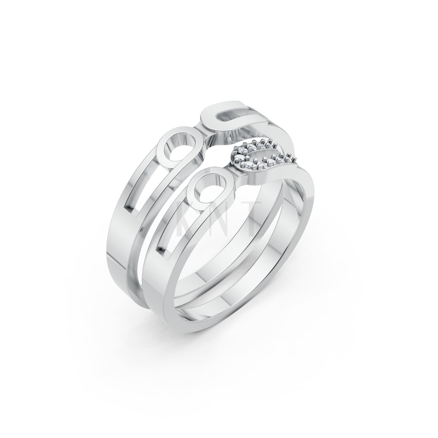 Nhẫn cưới A238 màu vàng trắng White Gold kiểu dáng hiện đại, nổi bật