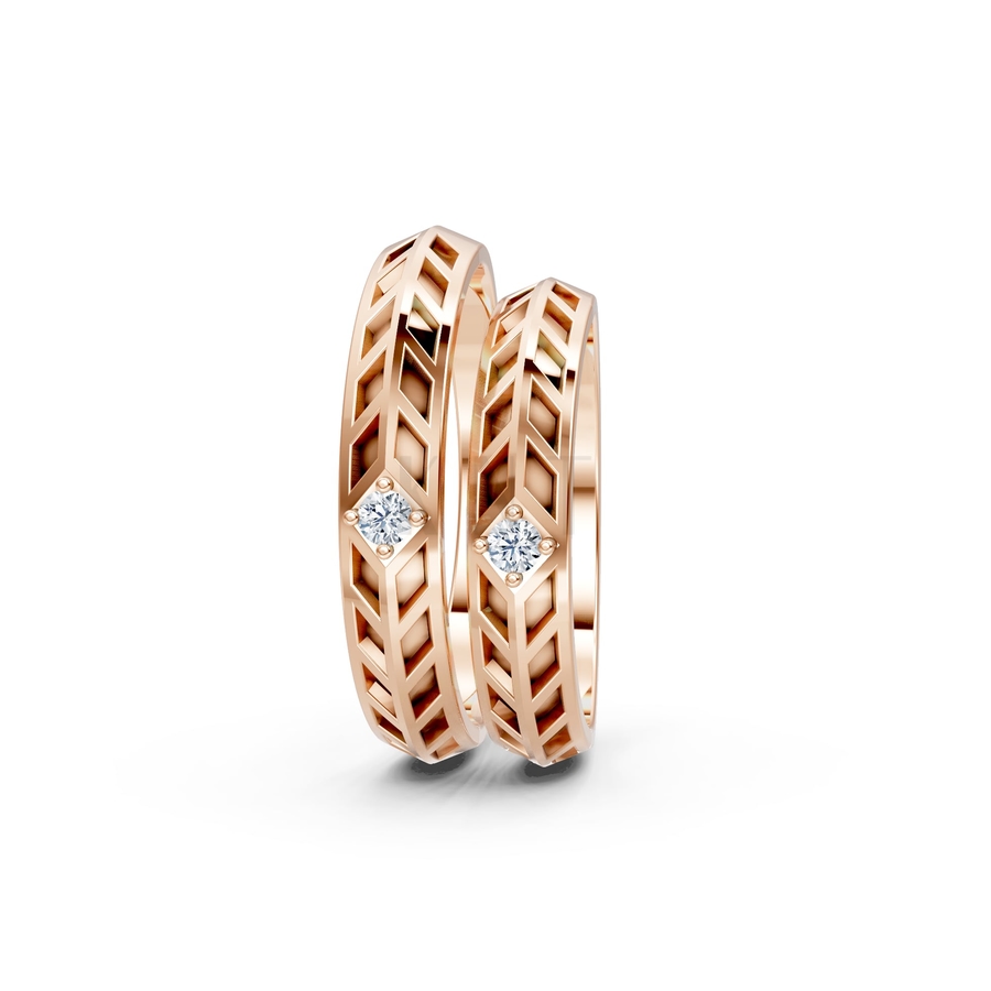 Nhẫn cưới Collab Ceramic – A160 màu vàng hồng Rose Gold phong cách trẻ trung, nổi bật