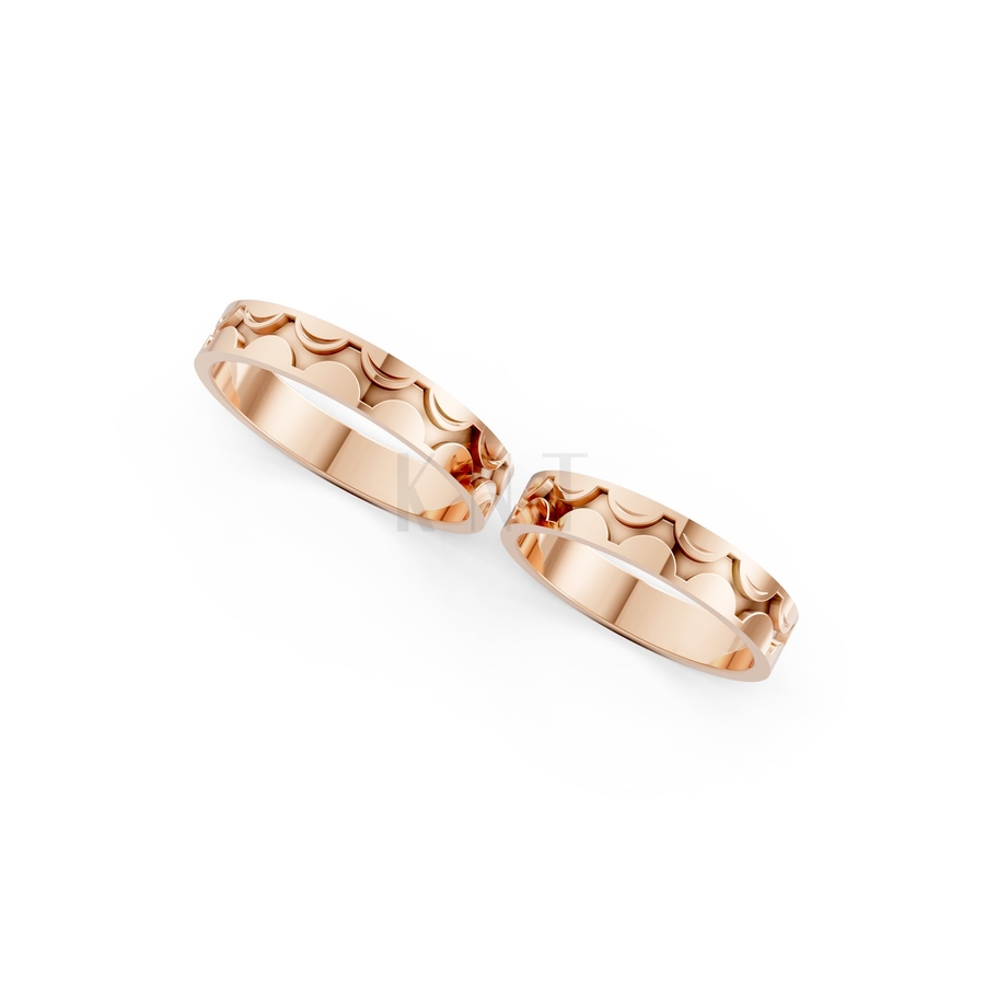 Nhẫn cưới Collab Ceramic – A161 màu vàng hồng Rose Gold thiết kế đối xứng, phong cách, ấn tượng