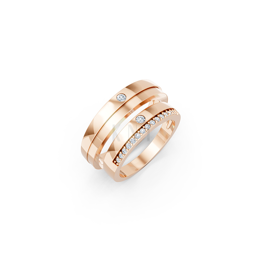 Nhẫn cưới E20 màu vàng hồng Rose Gold họa tiết ấn tượng, cá tính