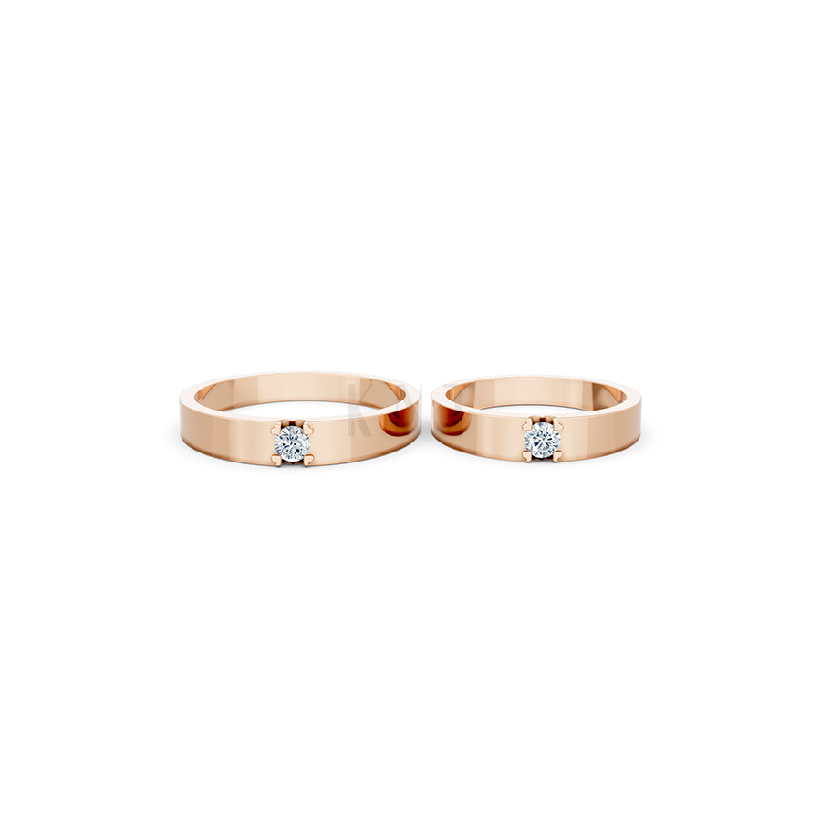 Nhẫn cưới E324 màu vàng hồng Rose Gold phong cách trẻ trung, nổi bật