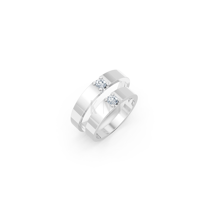 Nhẫn cưới E324 màu vàng trắng White Gold kiểu dáng hiện đại, nổi bật