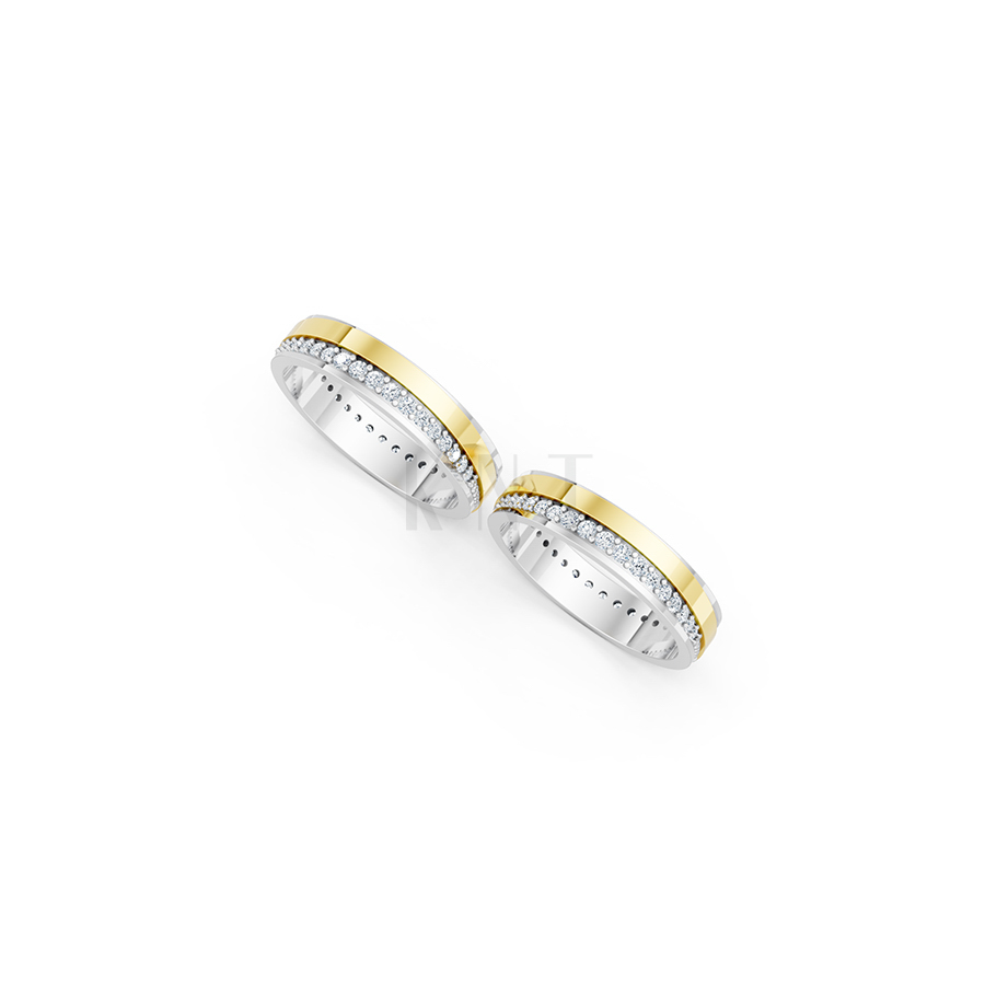 Nhẫn cưới E427 phối màu Dual Color phong cách trẻ trung, nổi bật