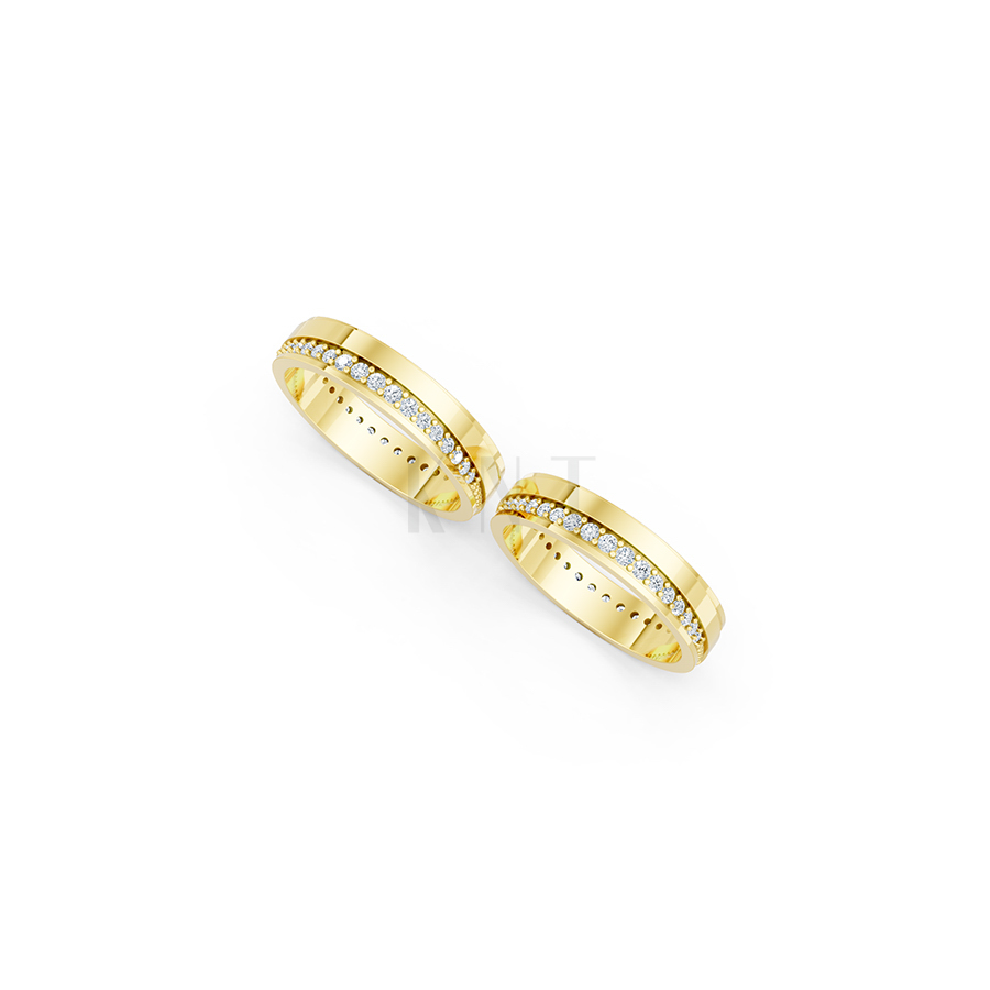 Nhẫn cưới E427 màu Vàng Gold thiết kế tinh xảo, độc đáo
