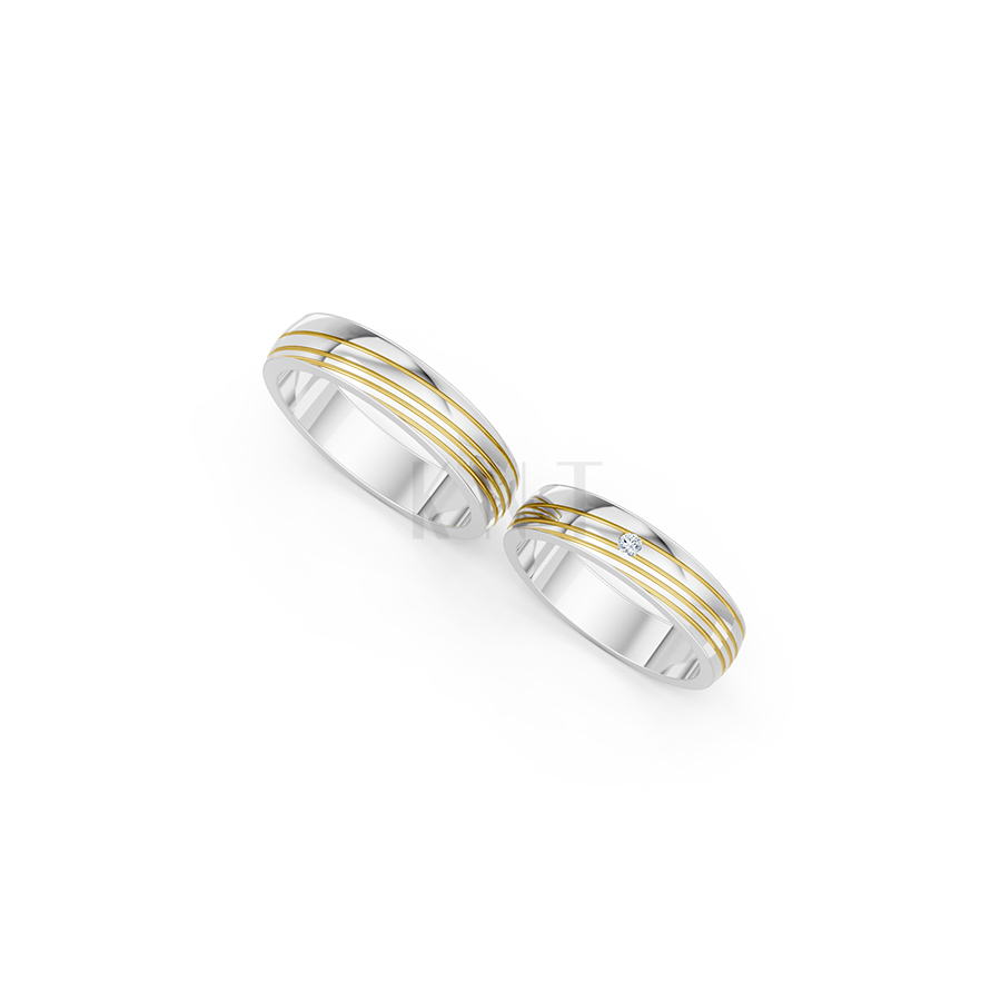 Nhẫn cưới E485 phối màu Dual Color thiết kế đối xứng, phong cách, ấn tượng
