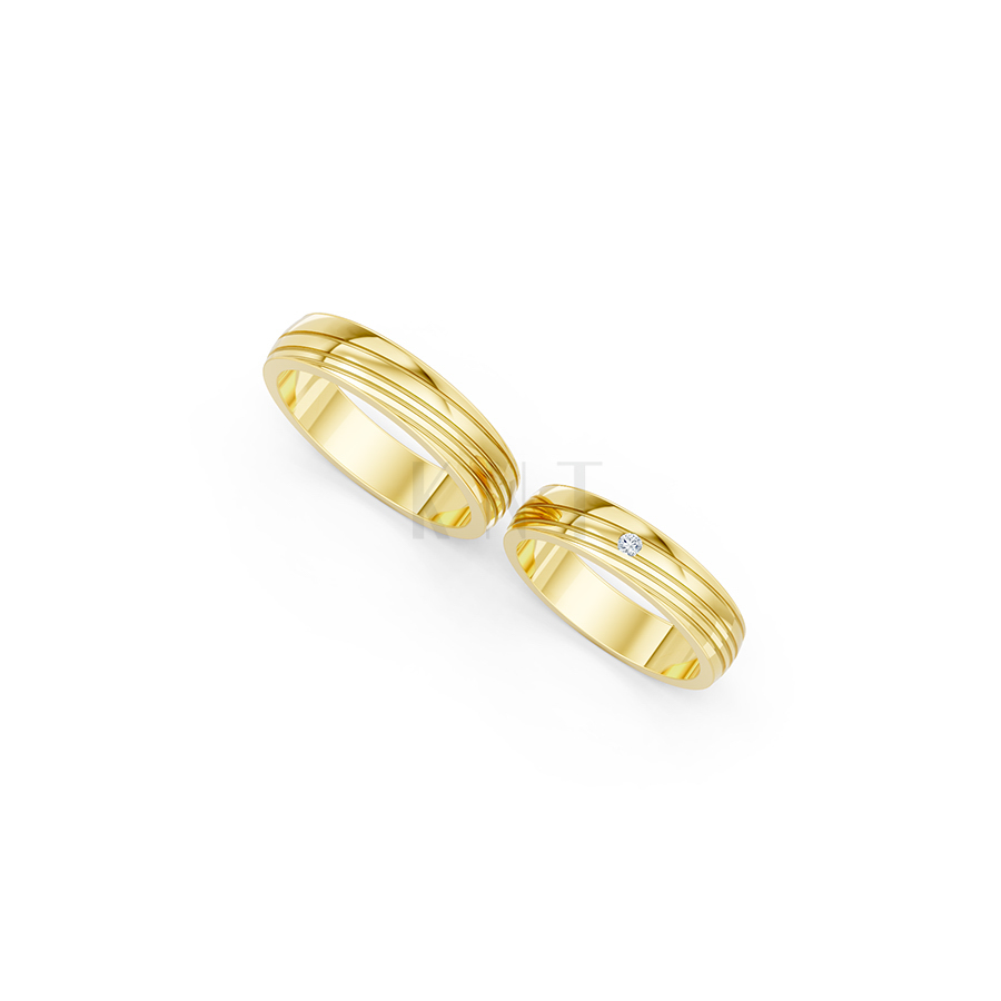 Nhẫn cưới E485 màu Vàng Gold thiết kế phá cách, sang trọng